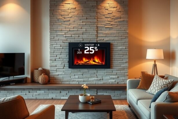 Téli nappali fűtés digitális kijelzővel modern környezetben