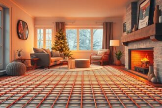 Téli otthoni padlófűtés és kényelmes nappali