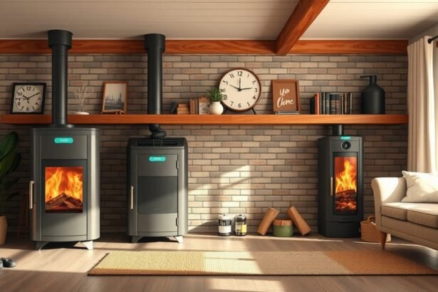 Modern pelletkályhák otthoni környezetben, barátságos designnal.