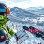 Síelő felszerelés és a téli táj Magyarországon.