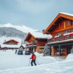 Téli síelés Franciaországban, hegyi üdülőházak és síelők