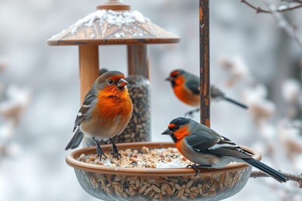 Téli madáretetés: vörösbegyek egy etetőnél
