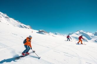 Snowboardozás a téli hegyekben, sport és szórakozás.