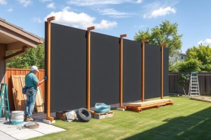 Szélfogó telepítése egy kertben