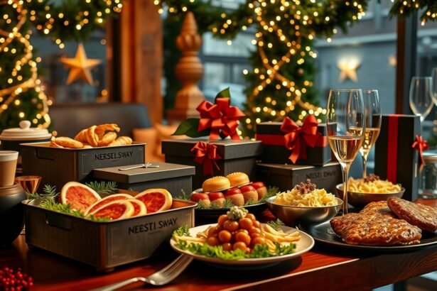 Szilveszteri ünnepi étkezés étkezési dobozokkal és italokkal