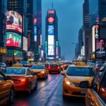 Szilveszteri taxi utazás a neonfényes utcákon