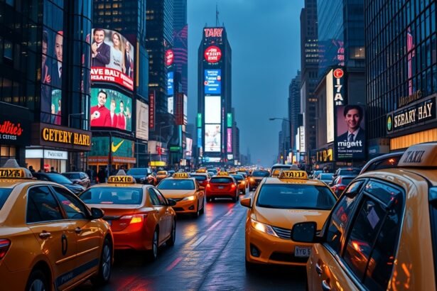 Szilveszteri taxi utazás a neonfényes utcákon