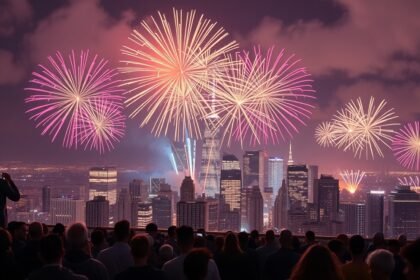 Tűzijáték a város felett szilveszter estéjén