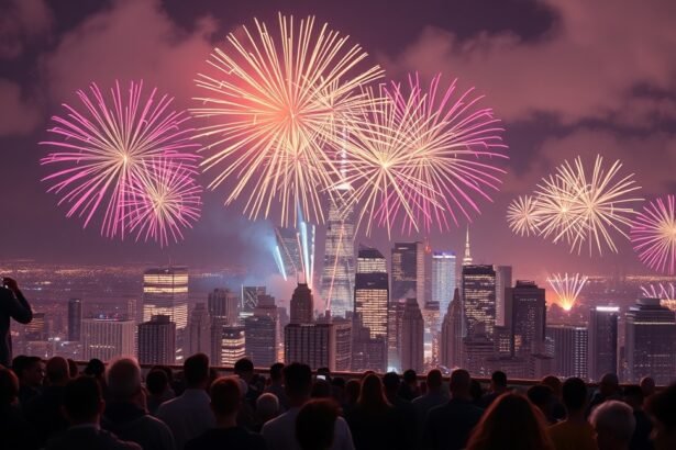 Tűzijáték a város felett szilveszter estéjén