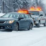 Téli autómentés hóban elakadt járművel