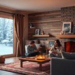 Két ember a téli fűtés korszakában egy meleg otthonban ül.