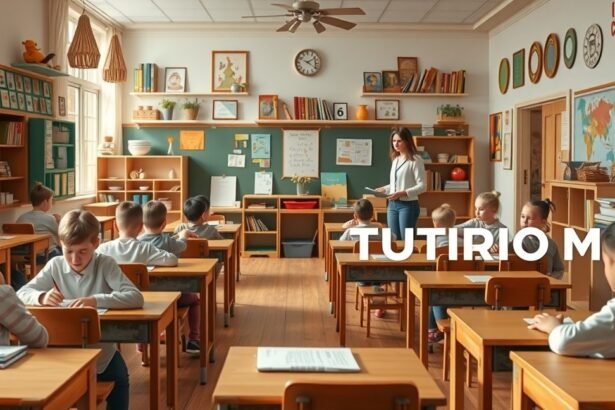 Waldorf iskola tanterme diákokkal és tanárral