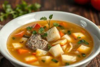 Frankfurti leves tálalva friss zöldségekkel és húsgombóccal