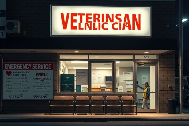 Éjszakai állatorvosi ügyelet bejárata egy klinikán