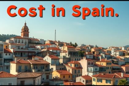 Házak egy spanyol városban, bemutatva Spanyolország életköltségét.