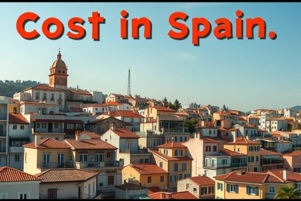 Házak egy spanyol városban, bemutatva Spanyolország életköltségét.