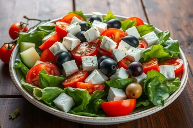Friss, autentikus görög saláta olívabogyóval és feta sajttal
