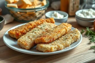 Házi készítésű halrudacska tányéron, fűszerekkel és mártogatósokkal.