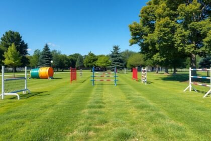 Agility pálya ugrópályákkal és alagutakkal