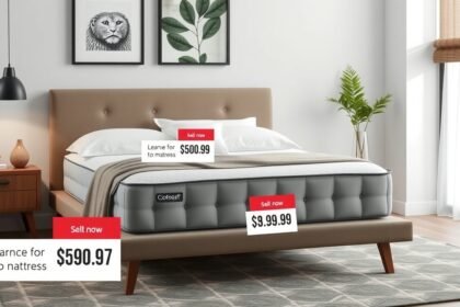 Modern ágykeret és matrac a hálószobában