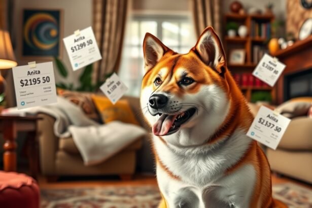 Akita kutya otthoni környezetben árazással.