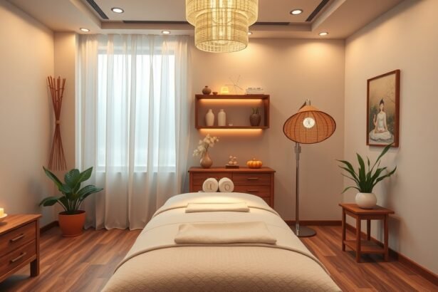 Akupunktúrás kezelés helyszíne nyugodt környezetben.