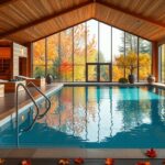 Wellness medence őszi tájjal, relaxációs helyszín