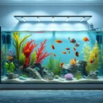 Színes akvárium különböző halakkal és növényekkel