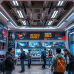 Videókártyák és árak 2025 gyártói bemutatója egy boltban.