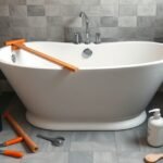 Modern fürdőszoba kád csere és felújítás eszközökkel.