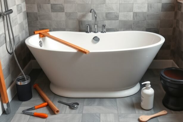 Modern fürdőszoba kád csere és felújítás eszközökkel.