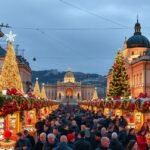 Karácsonyi vásár Budapesten, csillogó díszekkel és tömegével.