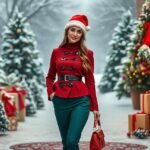 Karácsonyi ruha ünnepi megjelenéshez, hóesésben