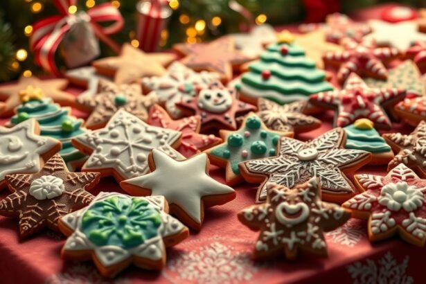 Karácsonyi sütemények díszített formákkal és színekkel