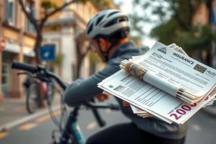Kerékpáros biztosítási dokumentumok a bicikli hátán