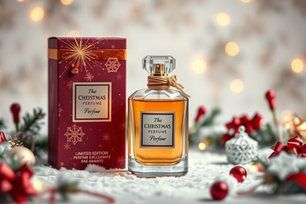 Limitált kiadású karácsonyi parfüm ünnepi csomagolásban.