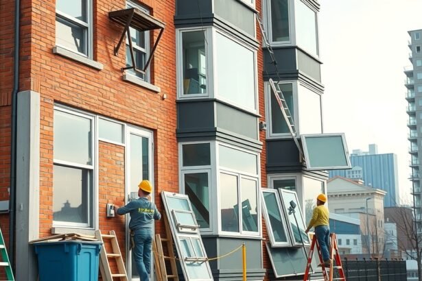 Panel ablakcsere folyamatát bemutató képsorozat.