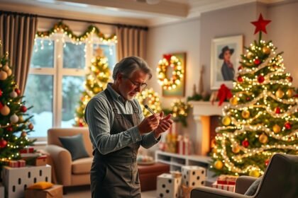 Profi karácsonyi dekorátor ünnepi dekorációt készít otthon
