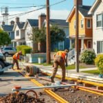 Közművesítés folyamat közben egy lakóövezetben.