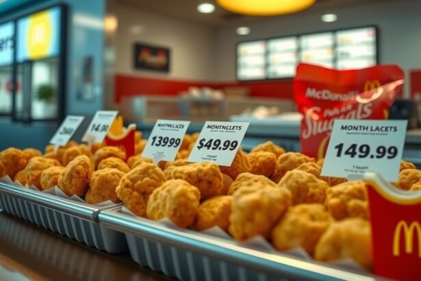 McDonald's McNuggets különböző árai egy étteremben.