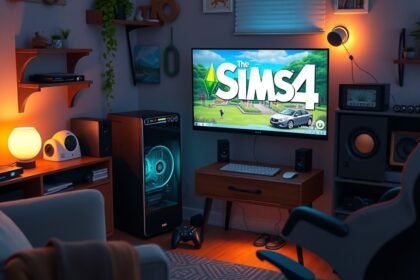 Sims 4 játék számítógép setup otthoni környezetben