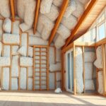 Modern ház belső tér szigeteléssel és nagy ablakokkal