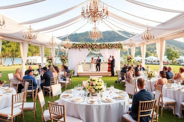 100 fős esküvői szertartás gyönyörű helyszínen