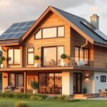 Környezetbarát ház napkollektorokkal és ökoépítési megoldásokkal.