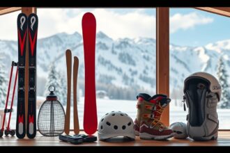 Téli sportfelszerelések kezdőknek: síléc, snowboard, korcsolya, védőfelszerelés.