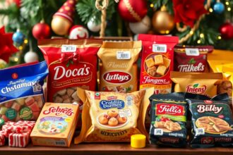 Szaloncukrok és édességek karácsonyi dekorációval