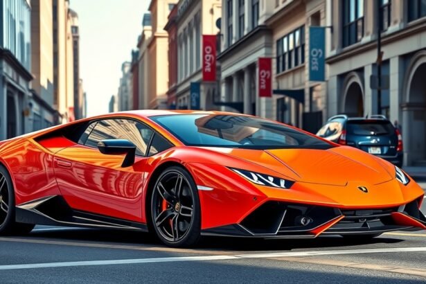 Lamborghini Huracán sportautó városi környezetben