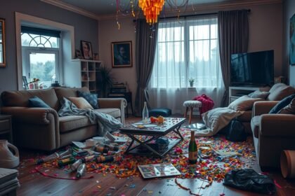 Rendetlenség egy szilveszteri buli után, takarításhoz szükséges segítség.