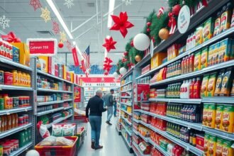 Szilveszteri utolsó pillanatos bevásárlás a boltban