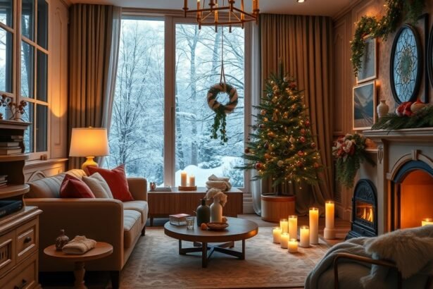 Téli lakásillatosító olajokkal díszített otthon, karácsonyi hangulatban.